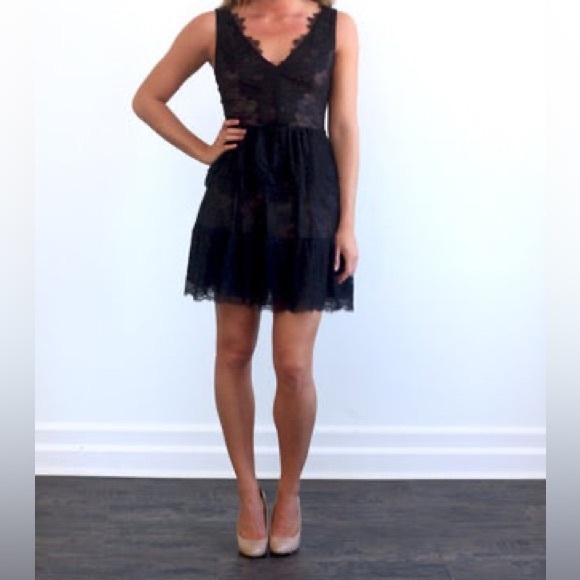 Bcbgmaxazria Willa Lace Black Mini Dress Size S - Picture 3 of 16